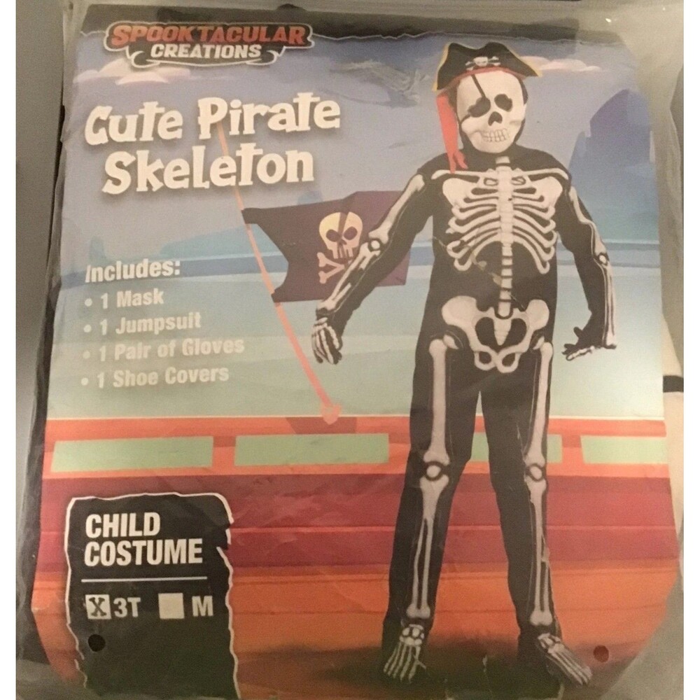 CUTE PIRATE SKELETON Costume TODDLER 3T Halloween Spooktacular NIP